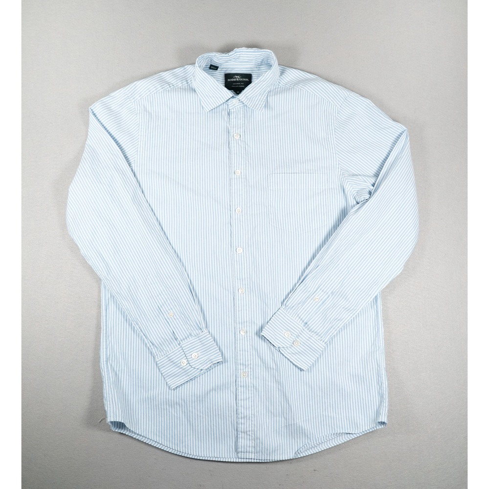 Rodd & Gunn Mens Original Fit Striped Supima Cotton Italian Fabric Shirt Blue M